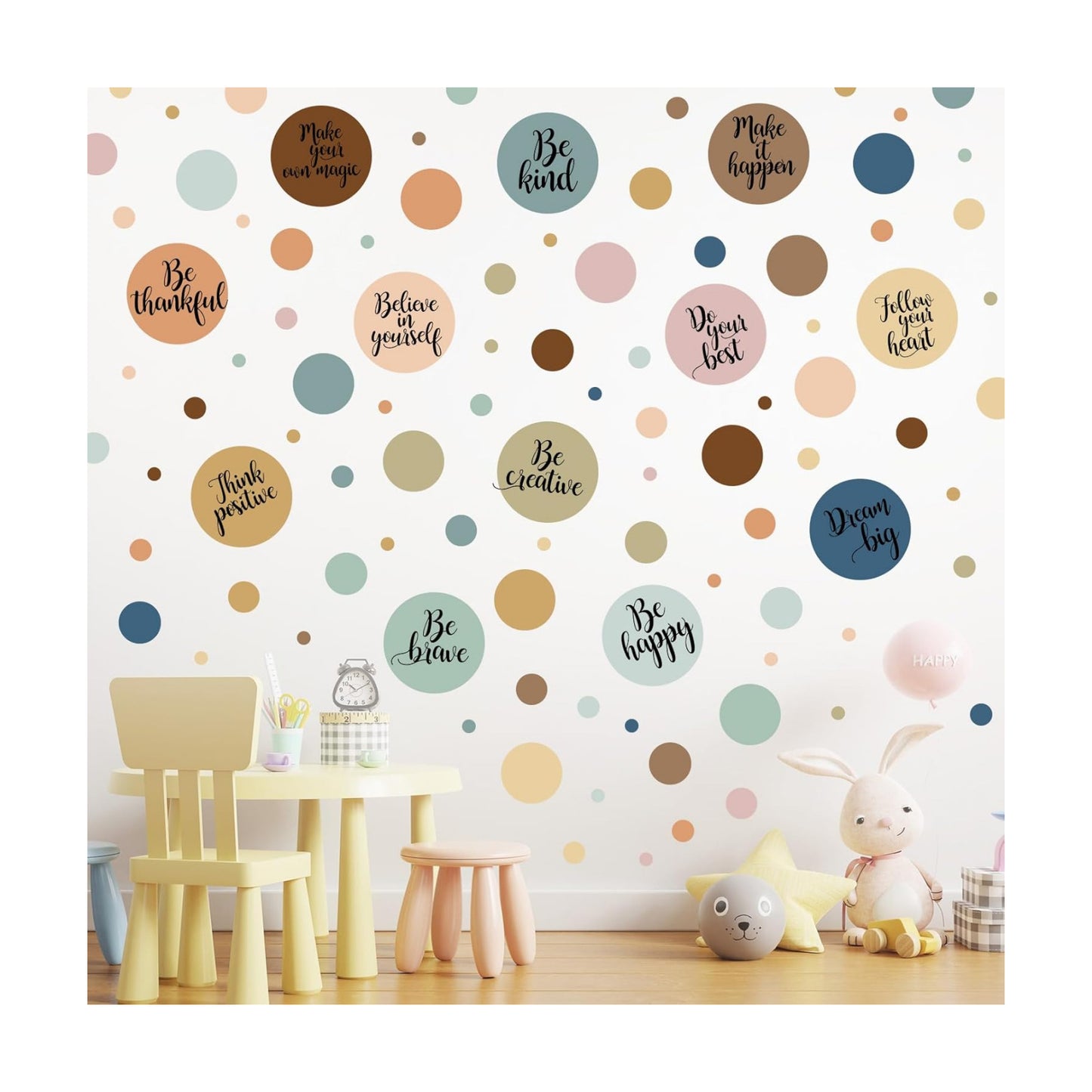 Polka Dot Wall Decals Inspirational Dots Wall Stickers Removable Peel / Morandi Color / Set of 576