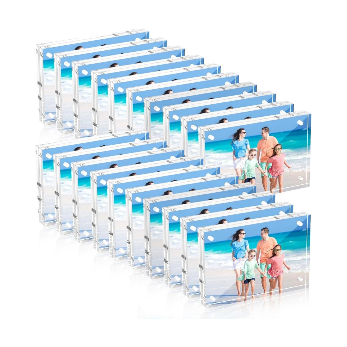 20 Pack 4x6 Acrylic Frames, 20mm Double Sided Tabletop Display | Magnetic Picture Frames 20% Thicker Block Clear