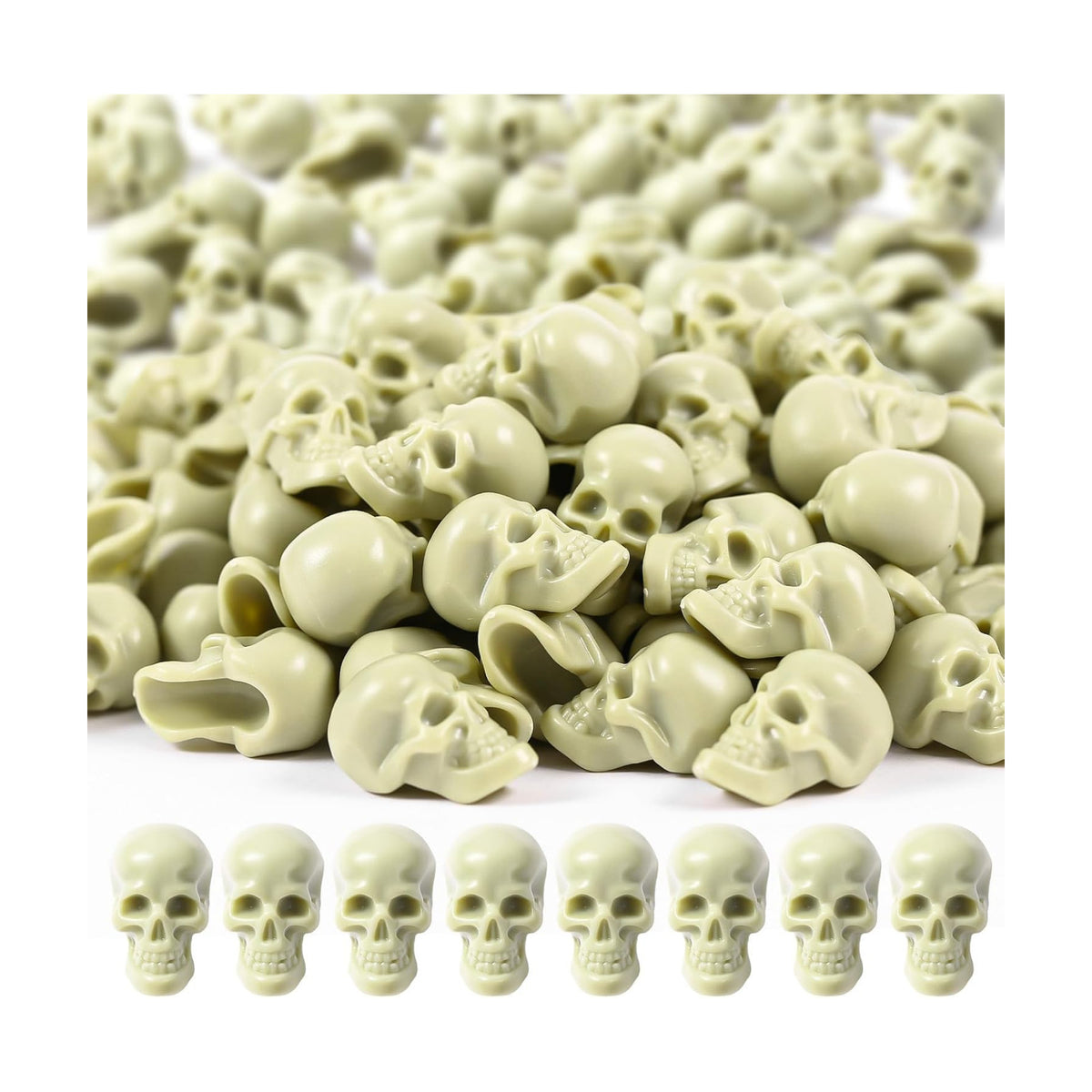 100pcs Mini Plastic Skulls Heads Miniature Skulls Halloween Skeleton Figurines for Halloween Pranks, Home Decoration, Party Supply