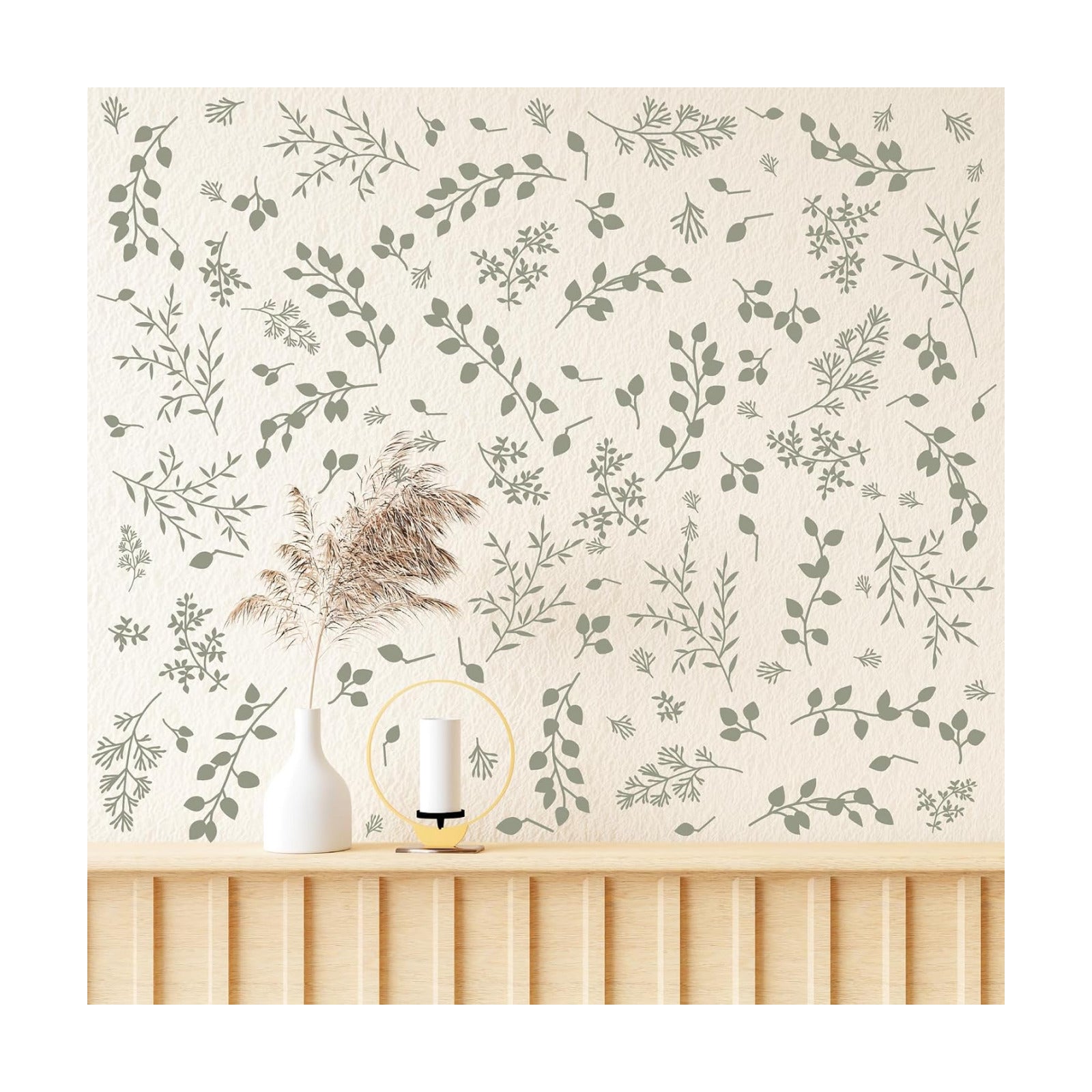 Green Leaf Wall Stickers Boho Eucalyptus Leaf Decals / Green A / Set of 126