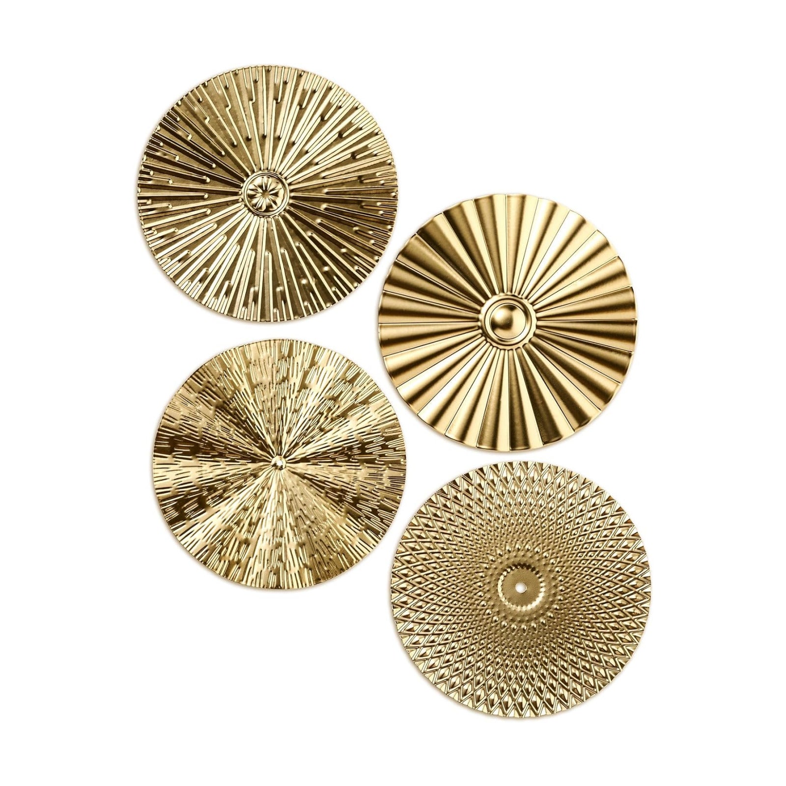 Metal Wall Art Decor Modern Sunburst Hanging Artwork Decor Wall / Gold / 12 Inch / Set of 4