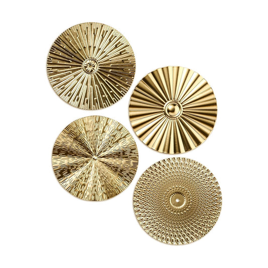 Metal Wall Art Decor Modern Sunburst Hanging Artwork Decor Wall / Gold / 12 Inch / Set of 4