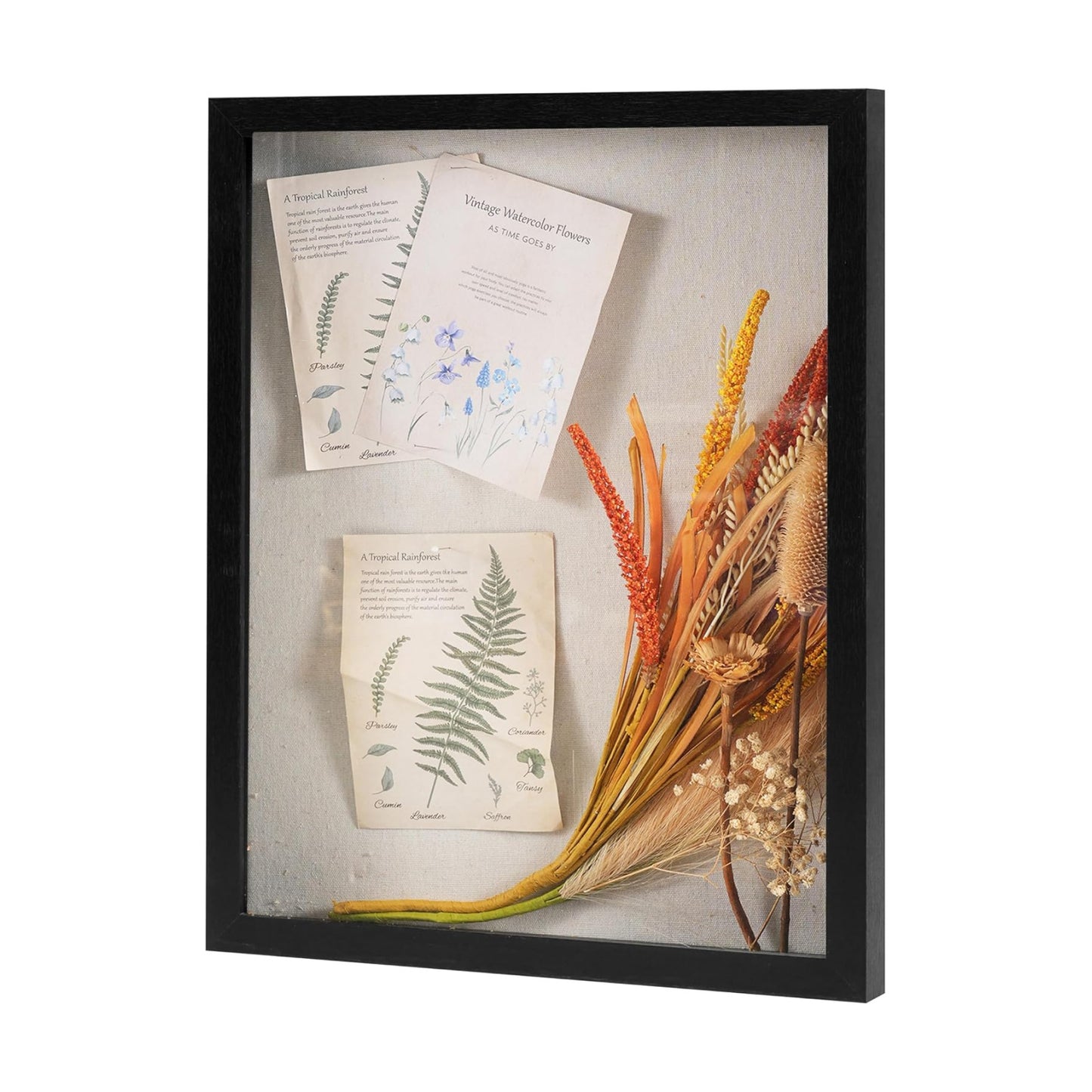 Muzilife 16x20 Large Shadow Box Wood Picture Frame, Tempered Glass, Black | FSC-Certified MDF | Soft Acid-free Linen