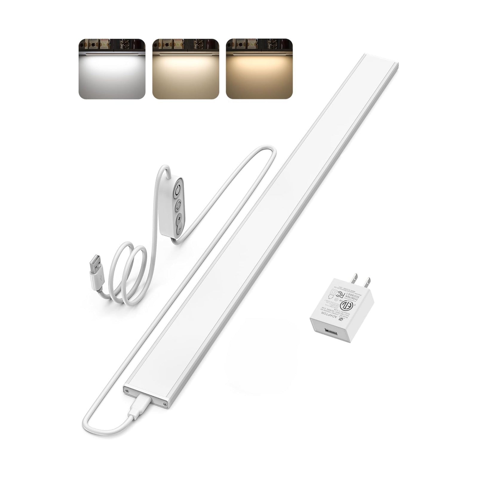 ASOKO 24 Inch Under Counter Light 3 Color 900LM Kitchen Desk Lamp | ASOKO 24" Under Desk LED Light, 3 Color 900LM Plug