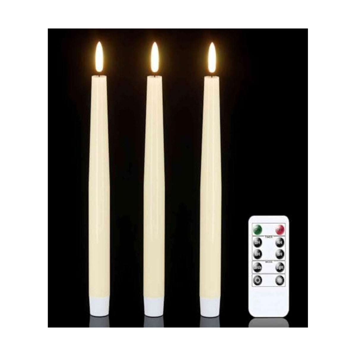 GenSwin Flameless Taper Candles Led Battery Operated Remote Timer Ivory