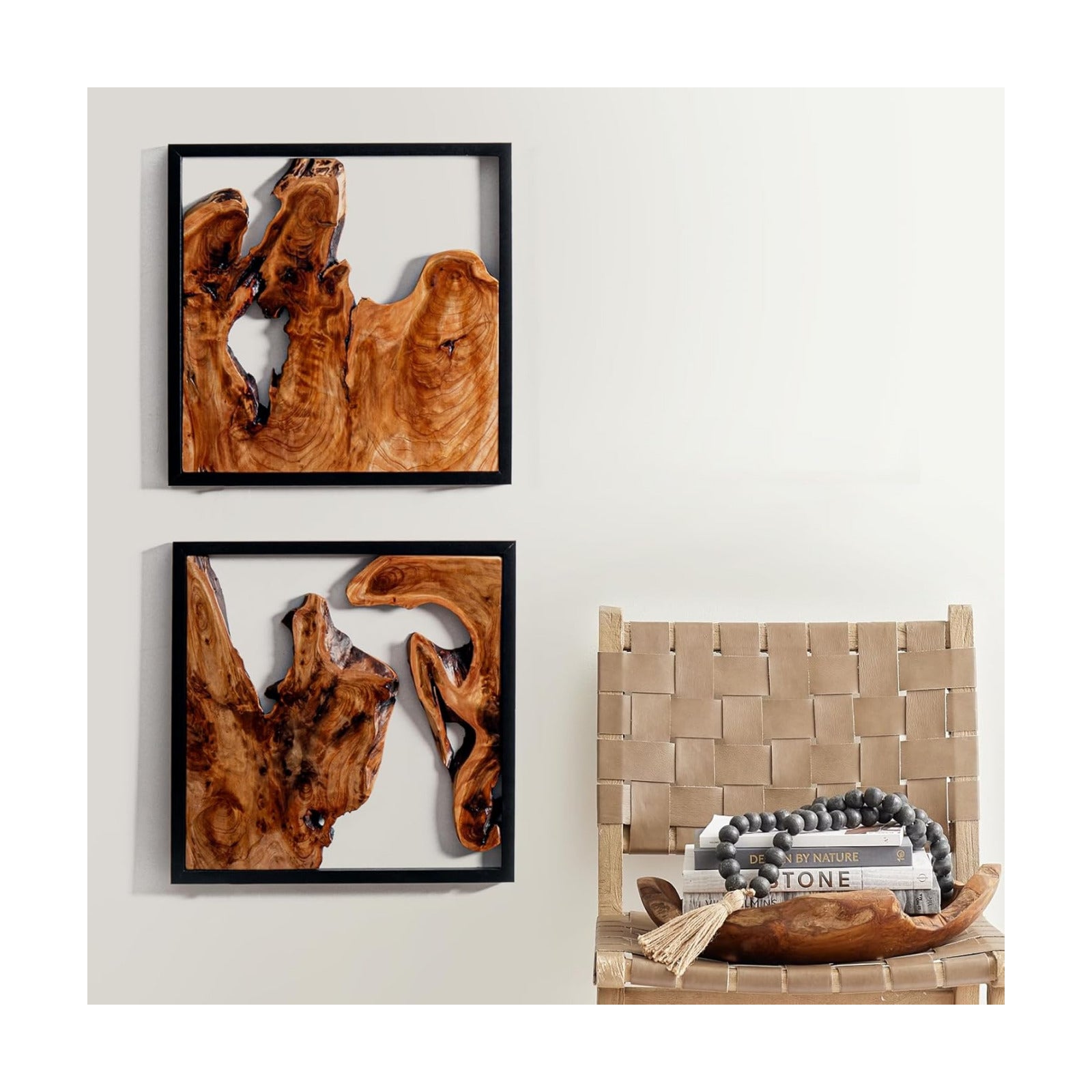 Rustic Cedar Wall Sculptures / Set of 2