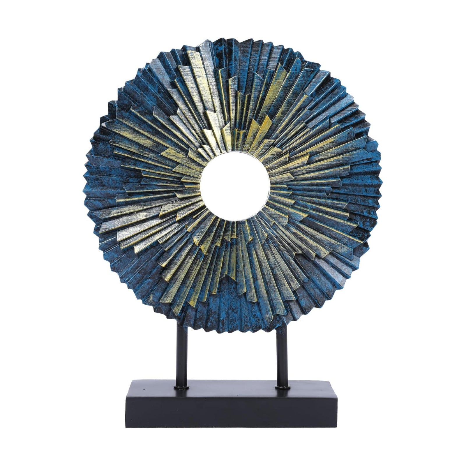 HODESumPure Gold Round Decorative Sculpture Statue Above Cabinet Home Decorations / Blue