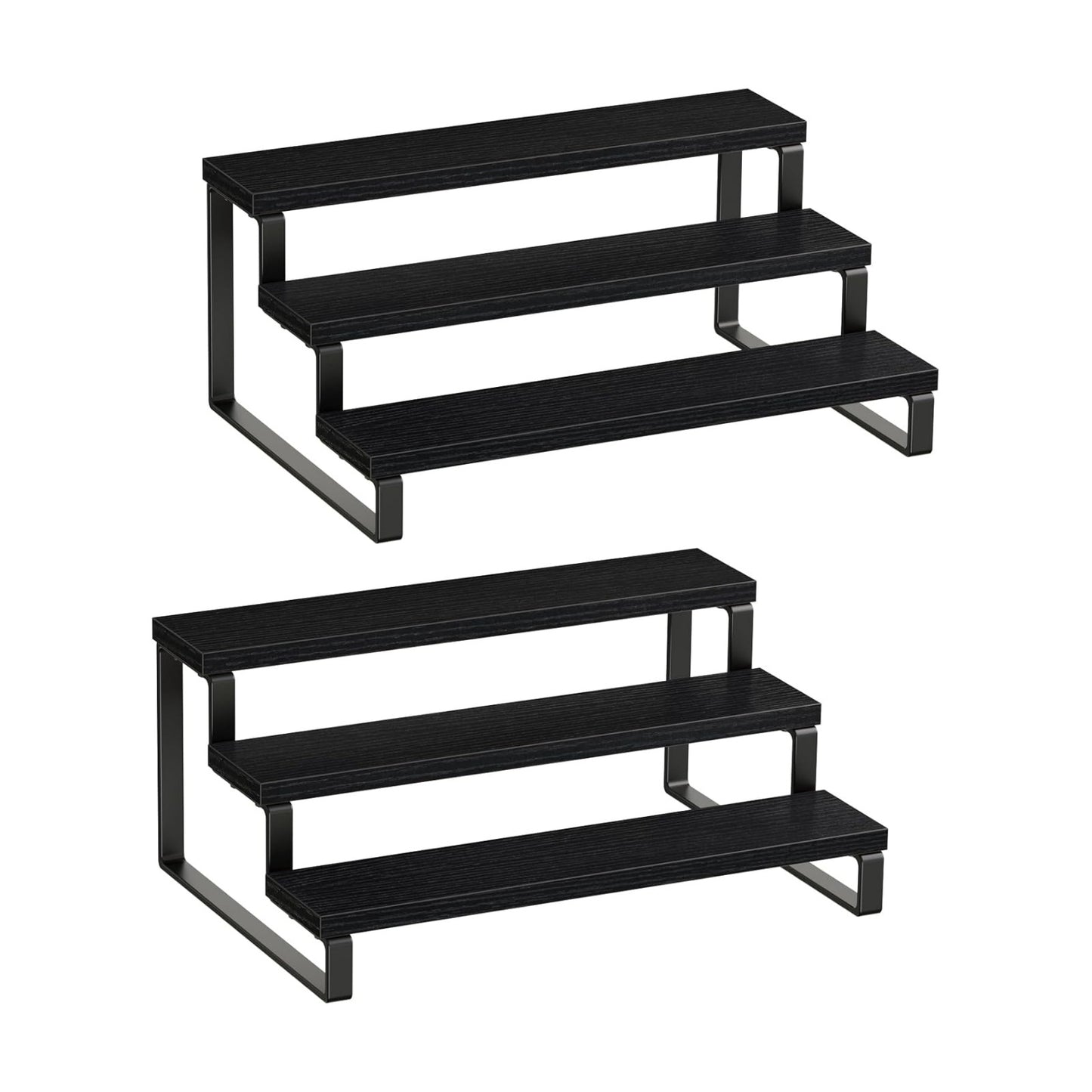 Giikin 3 Tier Spice Rack, Set of 2 Wooden Spice Rack for Countertop, Cabinet Organizer Shelf Kitchen Counter Storage