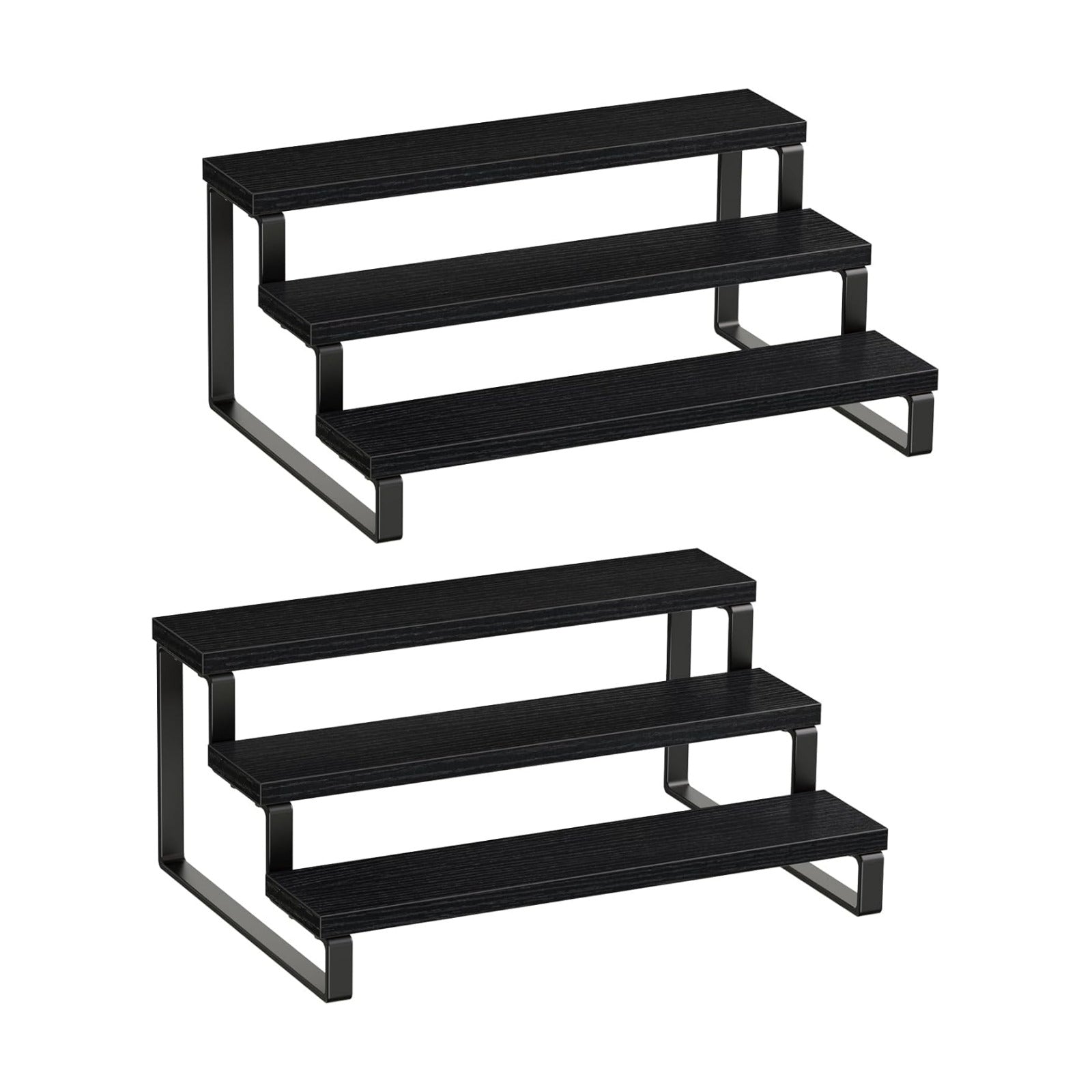 Giikin 3 Tier Spice Rack, Set of 2 Wooden Spice Rack for Countertop, Cabinet Organizer Shelf Kitchen Counter Storage