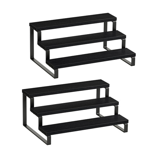 Giikin 3 Tier Spice Rack, Set of 2 Wooden Spice Rack for Countertop, Cabinet Organizer Shelf Kitchen Counter Storage