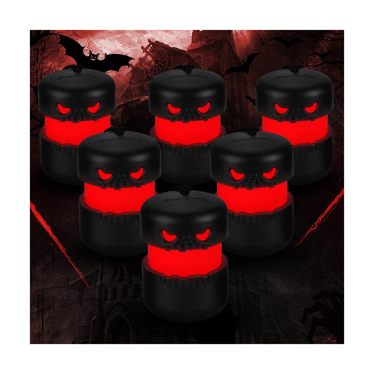 EverBrite 6-Pack Halloween Skull Lantern, Collapsible Camping Lantern