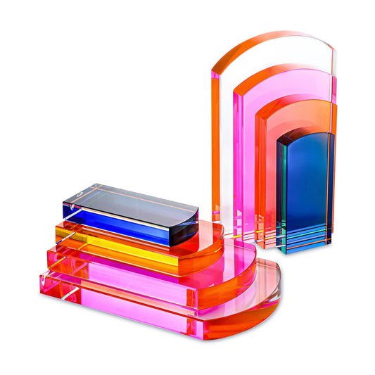 Decorative Book / Heavy Crystal Bookends Colorful Decorative Non-Skid Geometric Bookends / Arch