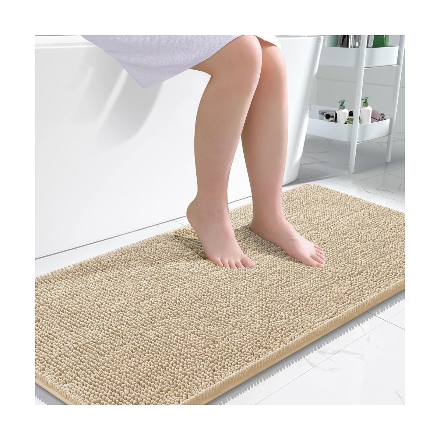 OLANLY Bathroom Runner Rugs 47x24, Extra Soft Absorbent Chenille Bath Rugs