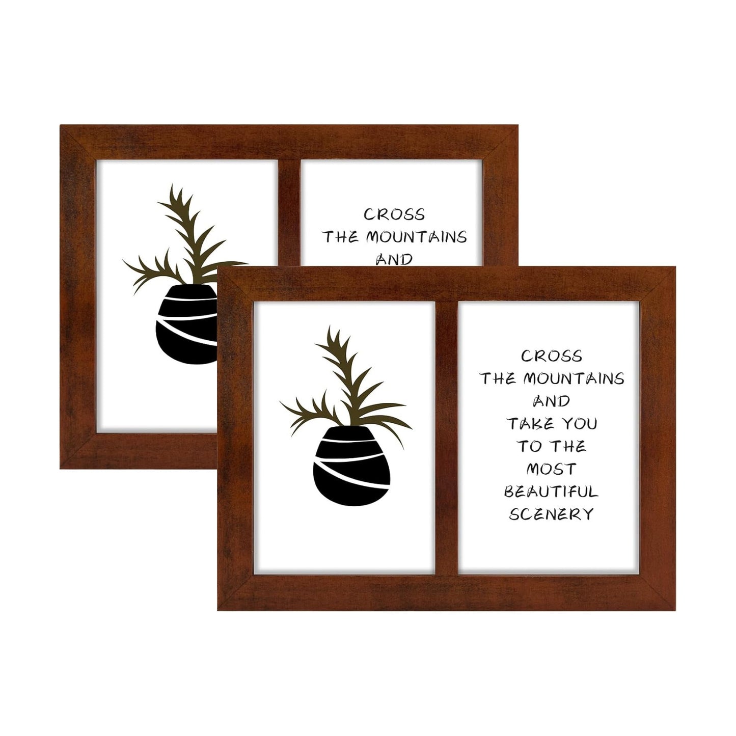 Golden State Art, 4x6 Double Picture Frame, Displays Two 4x6 Photos(Brown) | Solid Wood- Real Glass For Tabletop Or