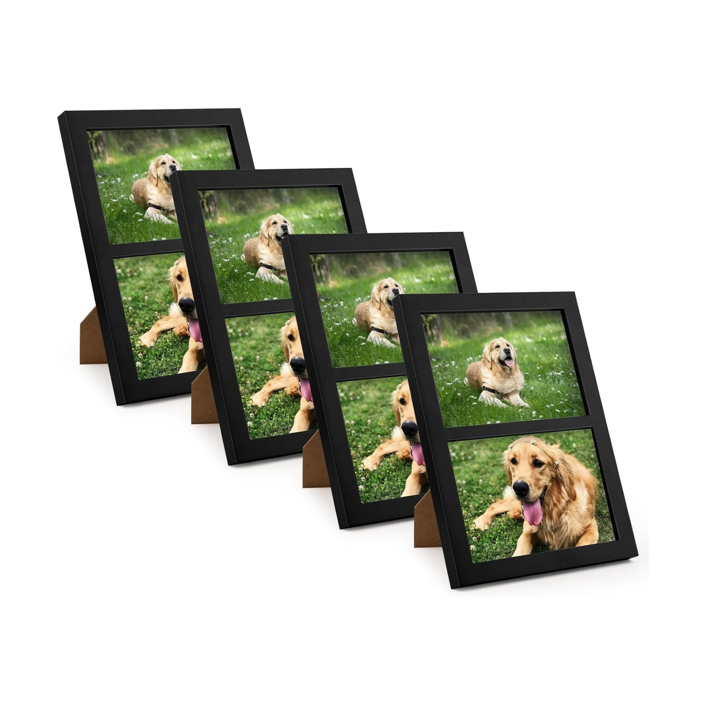 Golden State Art, 5x7 Double Picture Frame, Display Two 5x7 Photos(Black) | Solid Wood - Real Glass For Tabletop Or