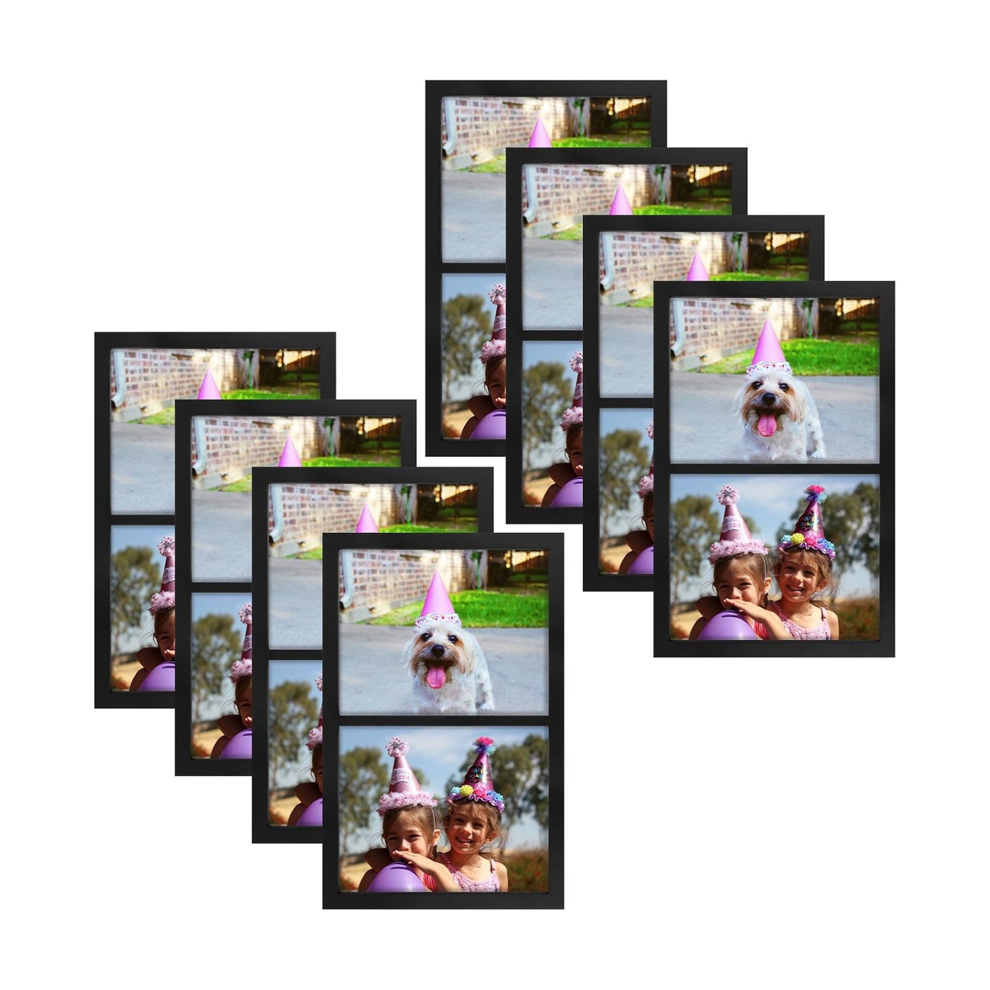 Golden State Art, 8x10 Double Picture Frame, Display Two 8x10 Photos(Black) | Solid Wood- Real Glass for Wall Mounting