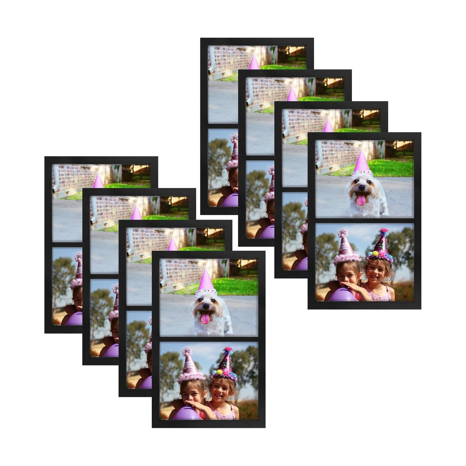 Golden State Art, 8x10 Double Picture Frame, Display Two 8x10 Photos(Black) | Solid Wood- Real Glass for Wall Mounting