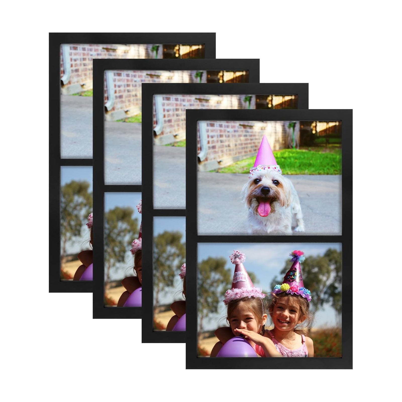 Golden State Art, 8x10 Double Picture Frame, Display Two 8x10 Photos(Black) | Solid Wood- Real Glass for Wall Mounting