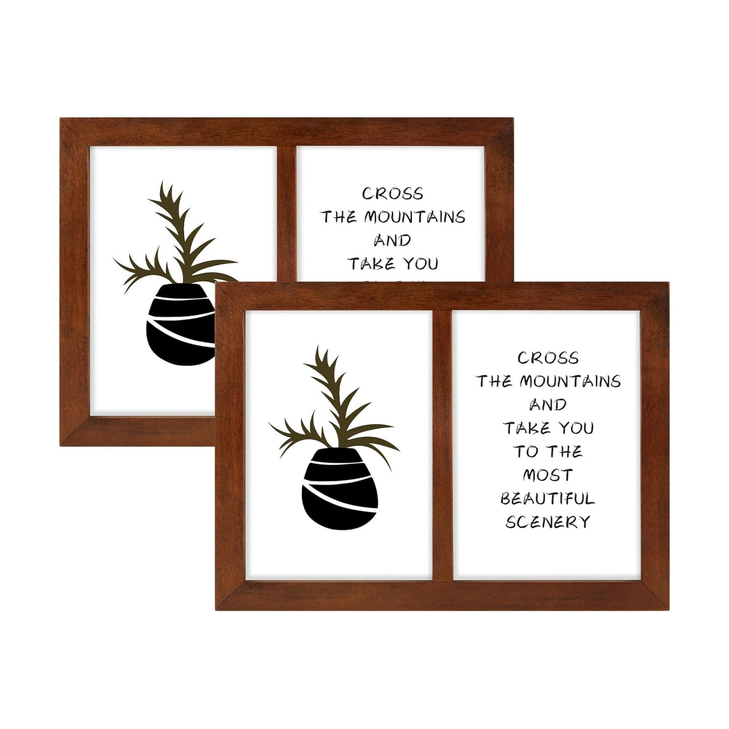 Golden State Art, 5x7 Double Picture Frame, Displays Two 5x7 Photos (Brown) | Solid Wood - Real Glass For Tabletop Or
