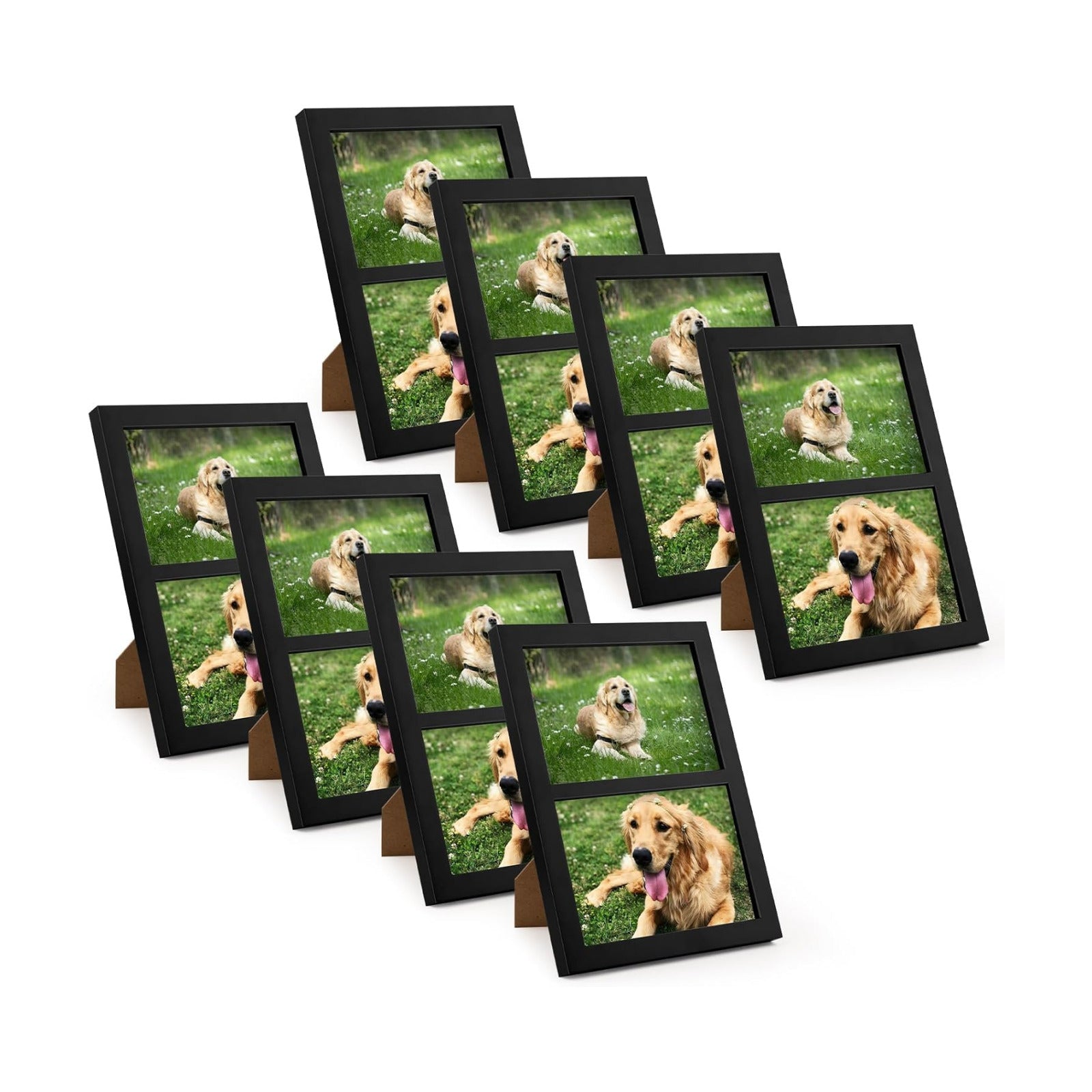 Golden State Art, 5x7 Double Picture Frame, Display Two 5x7 Photos(Black) | Solid Wood- Real Glass For Tabletop Or Wall