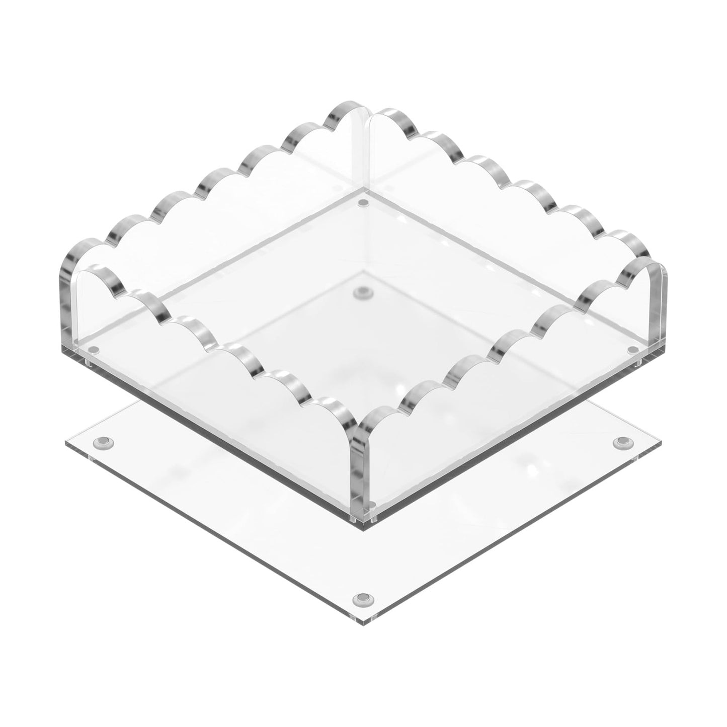 Scalloped Acrylic Tray / Clear / 8 x 8
