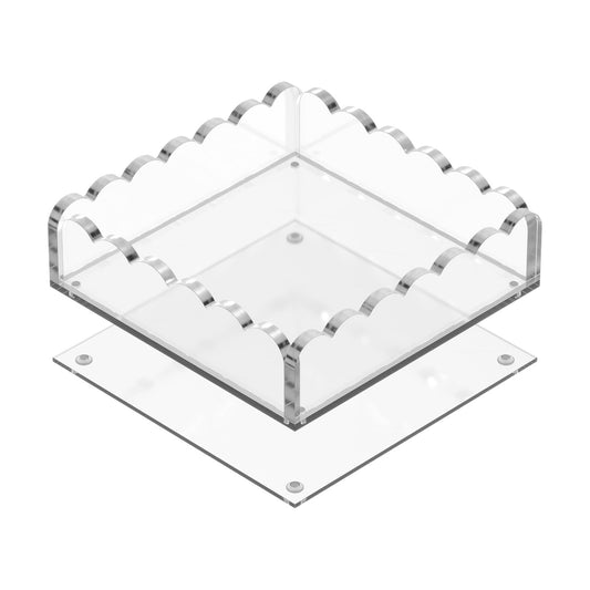 Scalloped Acrylic Tray / Clear / 8 x 8