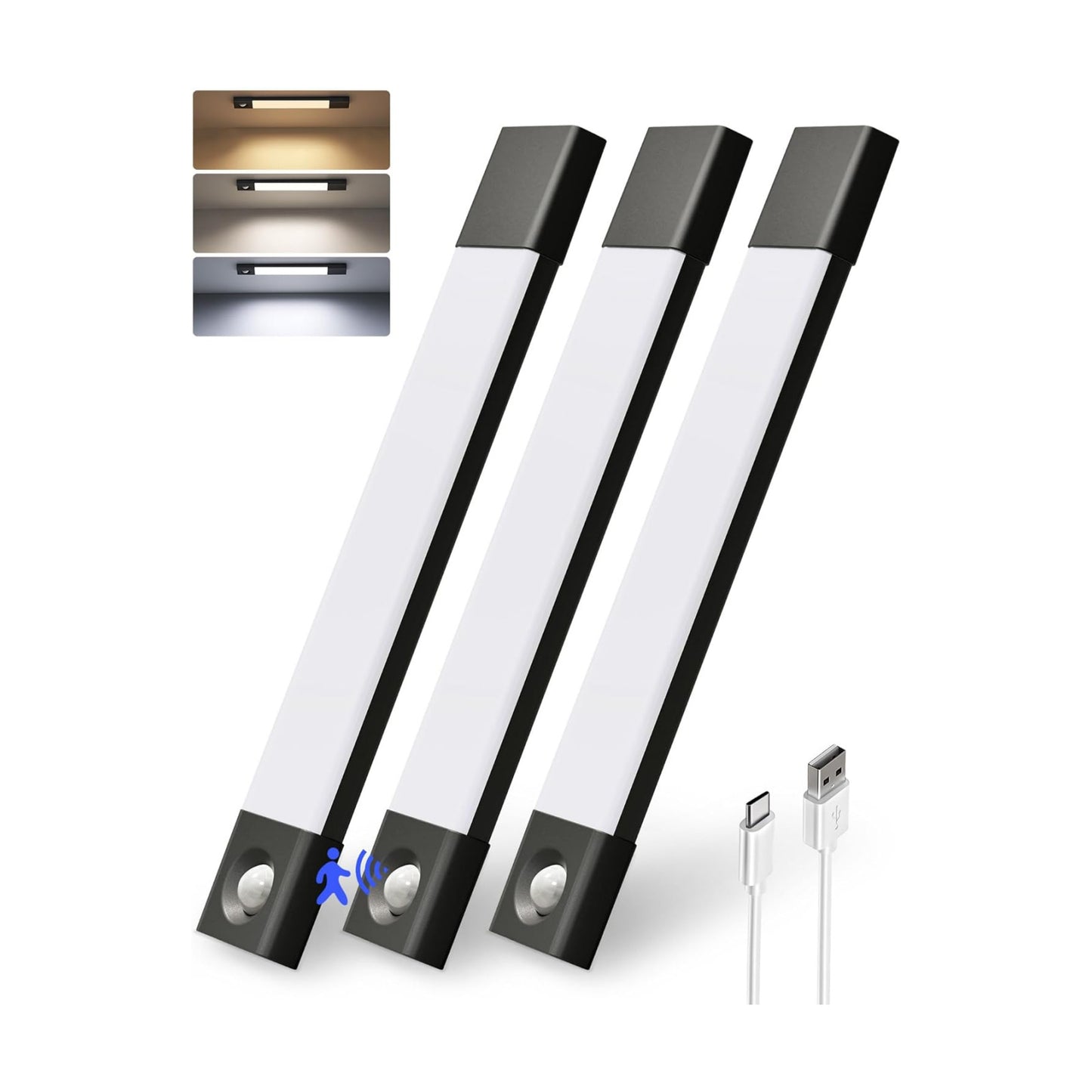 EZVALO Under Cabinet Lighting, Wireless Closet Lights, 50 LED Rechargeable Motion Sensor Light, Dimmable, 3 Color