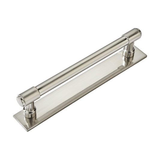 5 Pack 6 Inch（152 mm Center to Center Brushed Satin Nickel Cabinet Pull Backplate with Base Plate Zinc Solid Kitchen