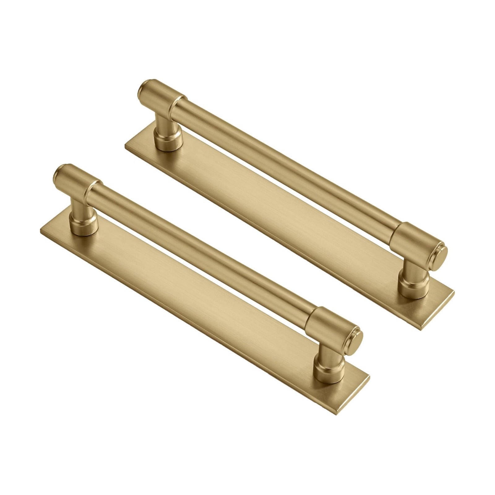 5 Pack 6 Inch（152 mm Center to Center Brushed Gold Cabinet Pull Backplate with Base Plate Zinc Solid Brushed Brass