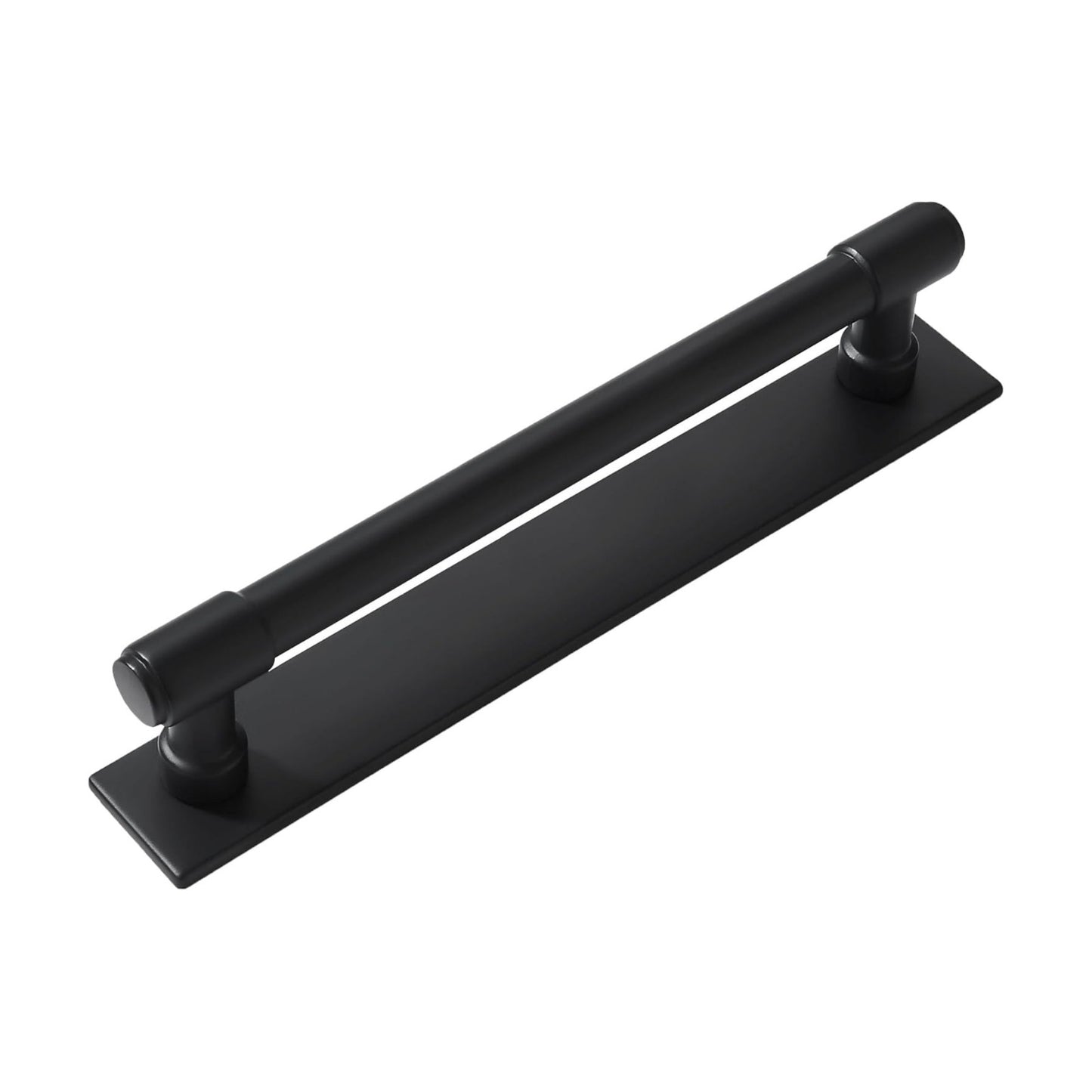 5 Pack 6 Inch（152 mm Center to Center Black Cabinet Pull Backplate with Base Plate Zinc Solid Matte Black Kitchen