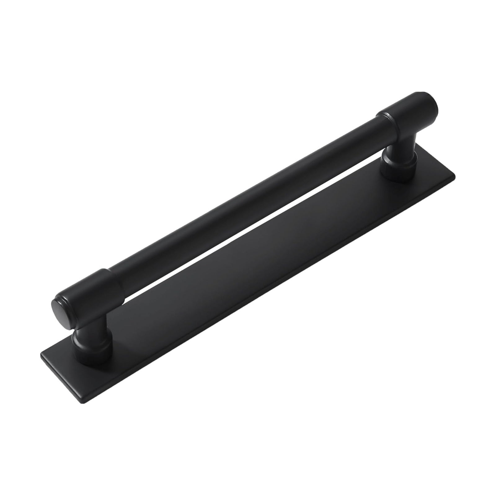 5 Pack 6 Inch（152 mm Center to Center Black Cabinet Pull Backplate with Base Plate Zinc Solid Matte Black Kitchen
