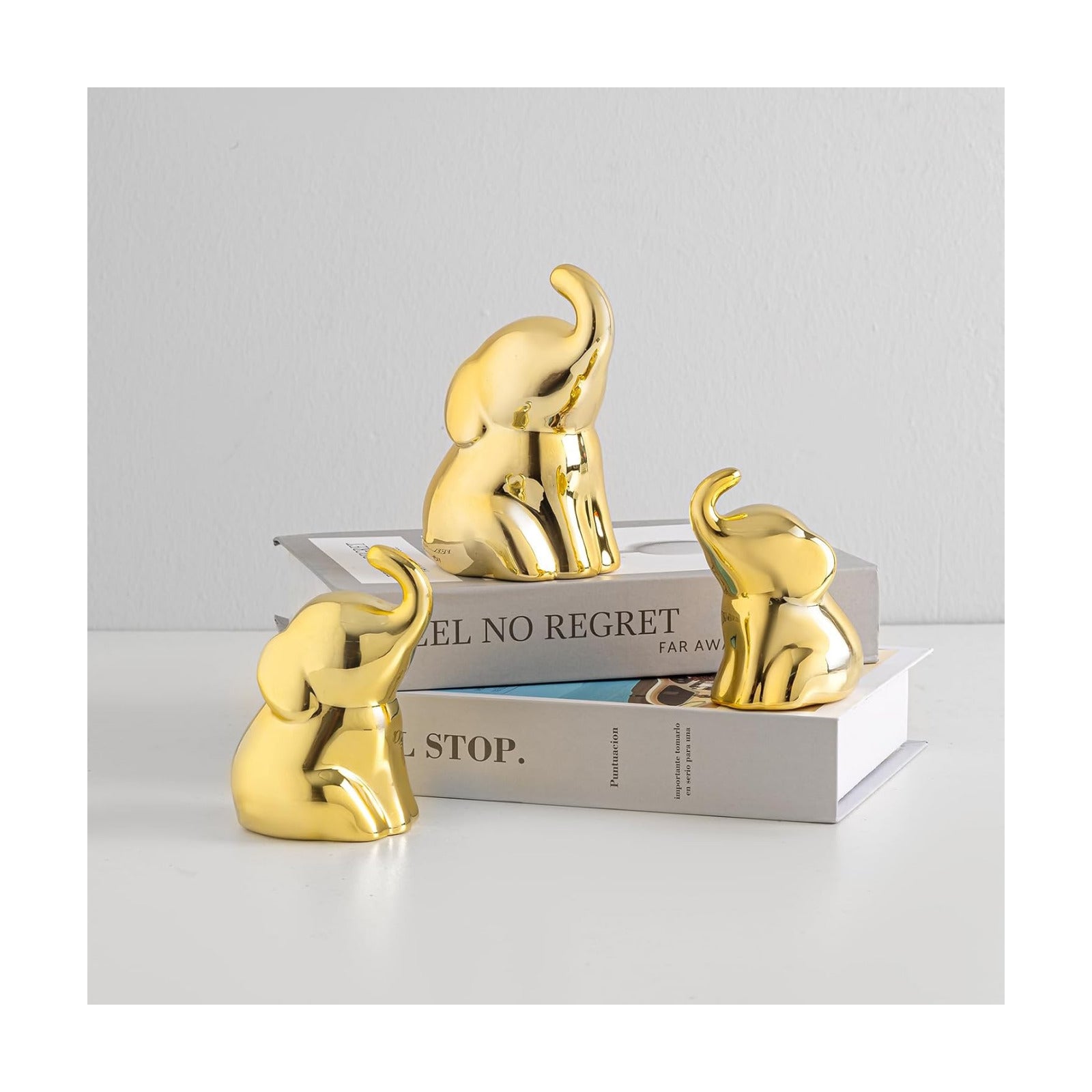 Elephant Statues / Gifts for Lover / Gold / Set of 3