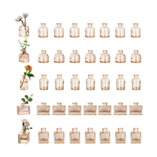 40 Glass Small Vases for Centerpieces Vintage Mini Wedding Birthday Party / Champagne / Set of 40