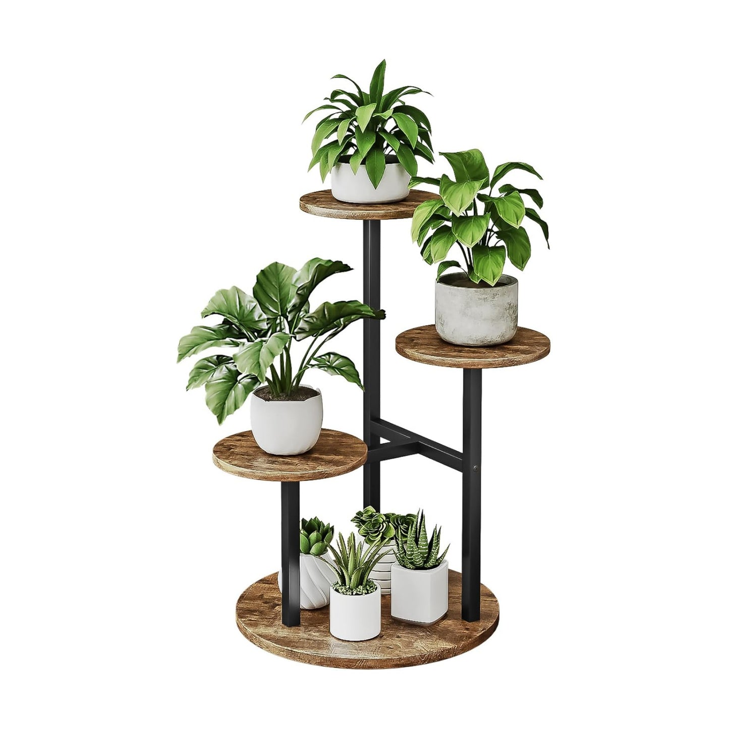 INGIORDAR 4 Tier Plant Stand Indoor Corner Tiered Holder Shelf Display Rack | Multiple Plants with MDF Top Board Metal