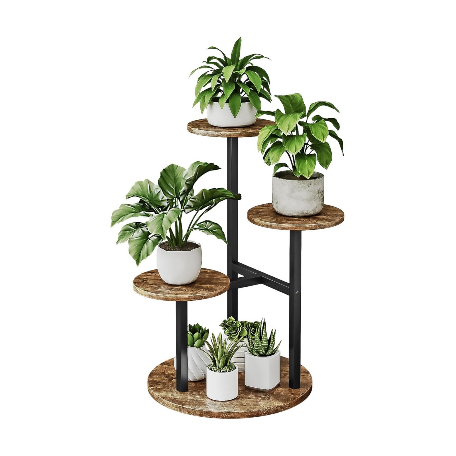 INGIORDAR 4 Tier Plant Stand Indoor Corner Tiered Holder Shelf Display Rack | Multiple Plants with MDF Top Board Metal