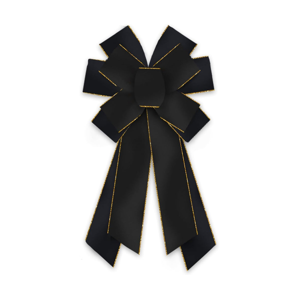 Luxury Black Gold Halloween Wreath Bow - Extra Large Wired Christmas Decor for Front Doors, Holiday Trees & Festive Indoor Outdoor Decorations, 11.42x20.87 Inch