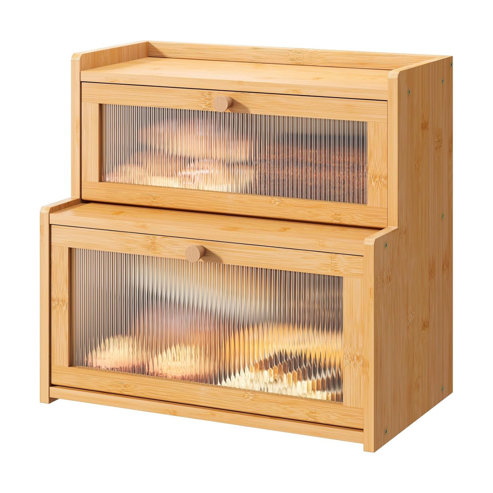 Bread Box for Kitchen Countertop Double Layer Large Corner Bread Box Capacity Bread Storage Bin Farmhouse Breadbox