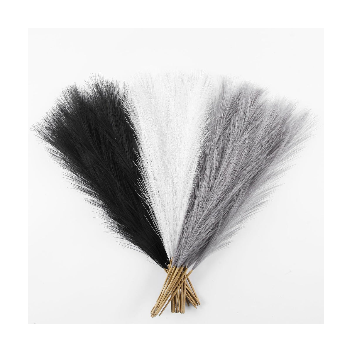 30PCS Black White Gray Faux Pampas 17" for Boho Vase Filler