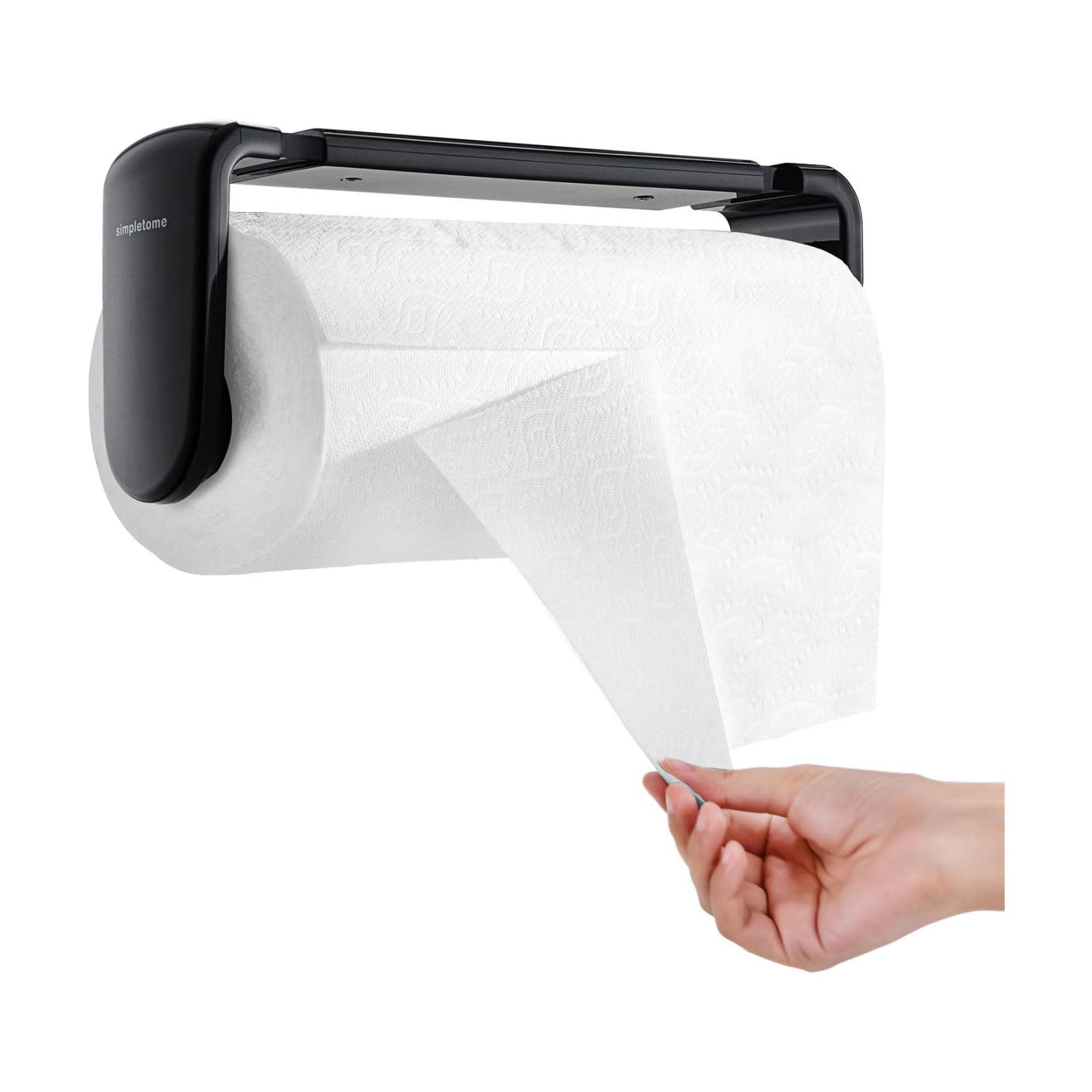 simpletome Paper Towel Holder ONE Hand Tear Adaptive Tension Arm Adjustable Length 9.4-11inch/24-28cm (Black)