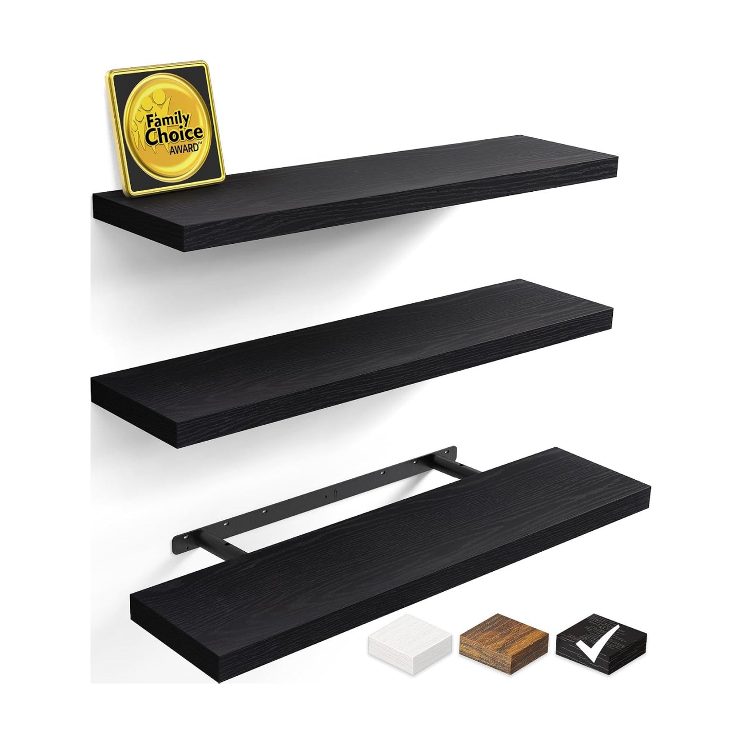 BAYKA Floating Shelves for Wall, 36 inches Wall Mounted Rustic Wood Shelves for Bathroom, Bedroom, Living Room, for