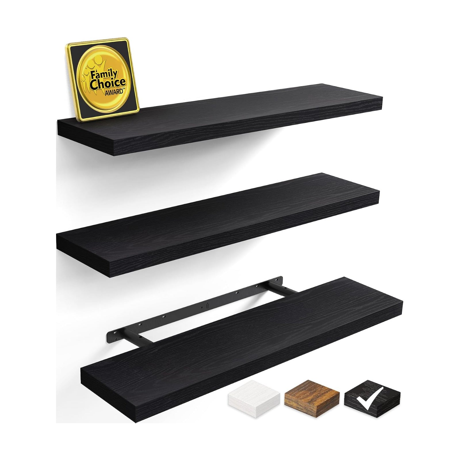 BAYKA Floating Shelves for Wall, 36 inches Wall Mounted Rustic Wood Shelves for Bathroom, Bedroom, Living Room, for
