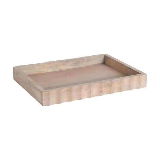 Modern Scalloped Serving Tray / Natural / 16 x 12
