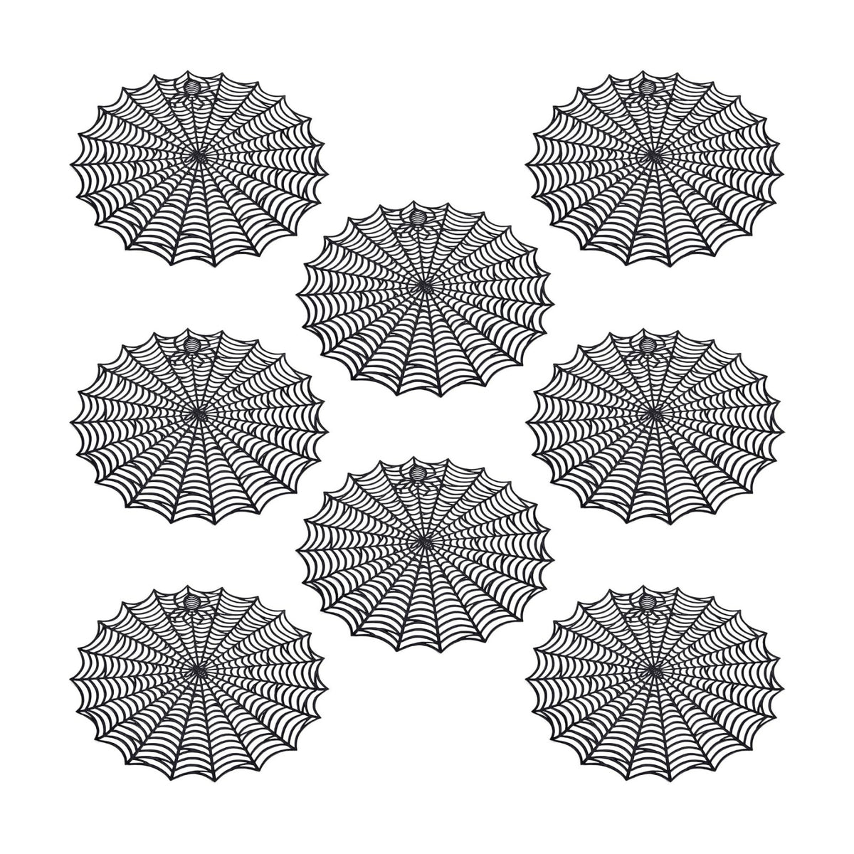 8 Pcs Halloween Spider Web Placemats, Black, 15" Diameter