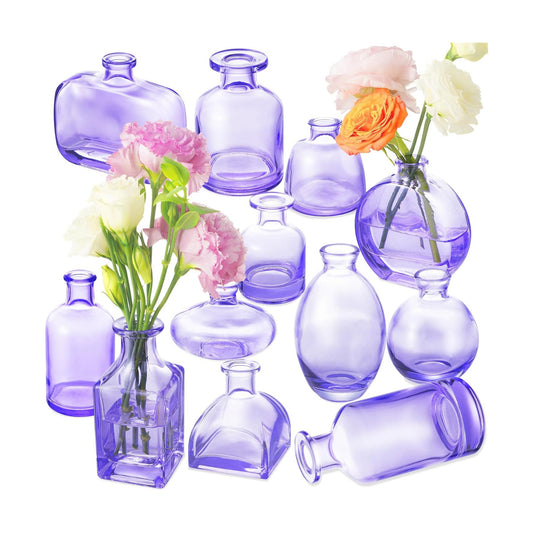 Glass Bud Vases / Purple / Set of 12