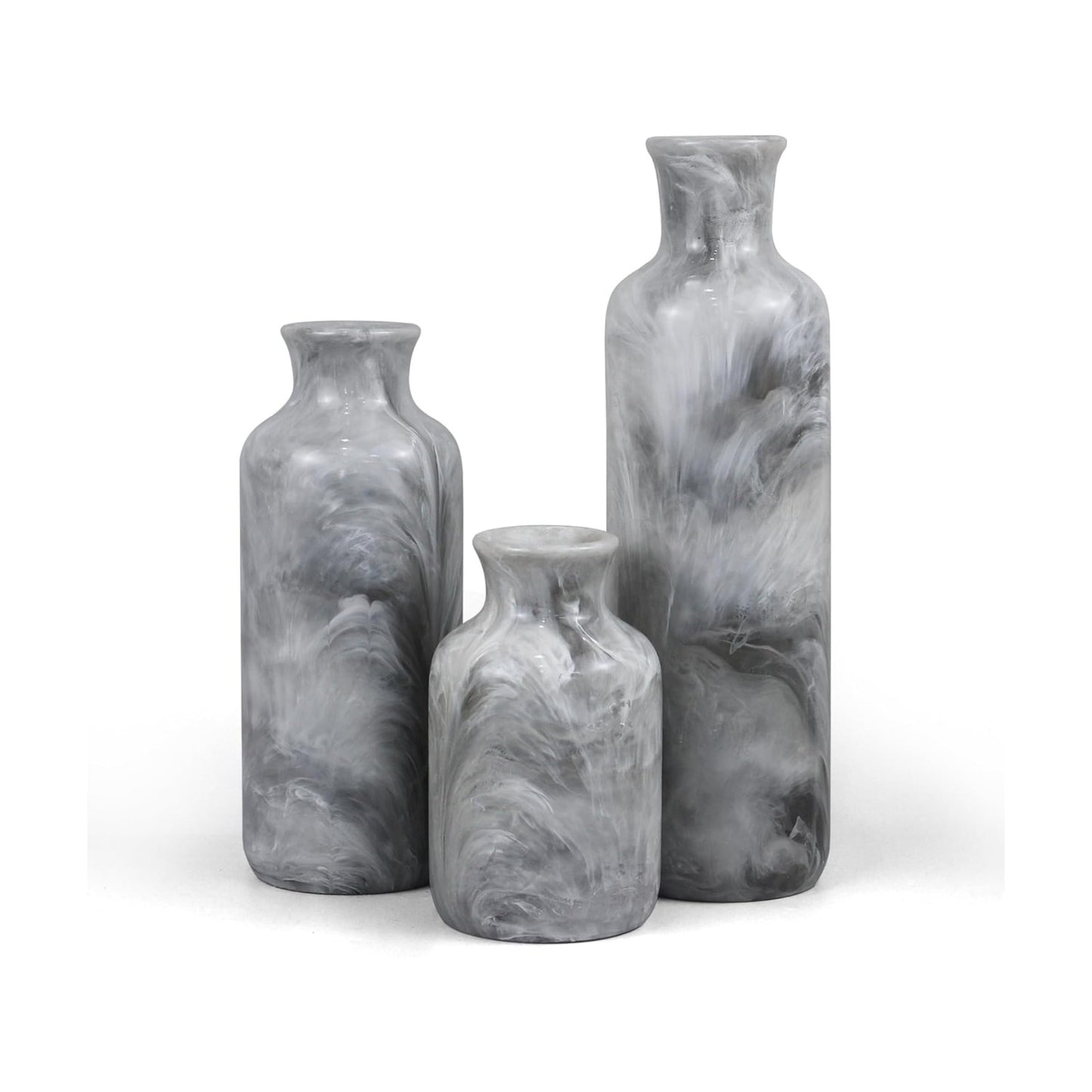Resin 3 Piece Vase Set / Gray
