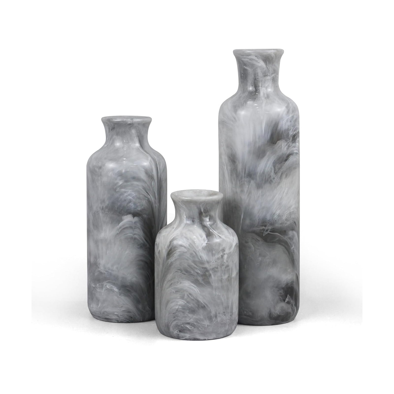 Resin 3 Piece Vase Set / Gray