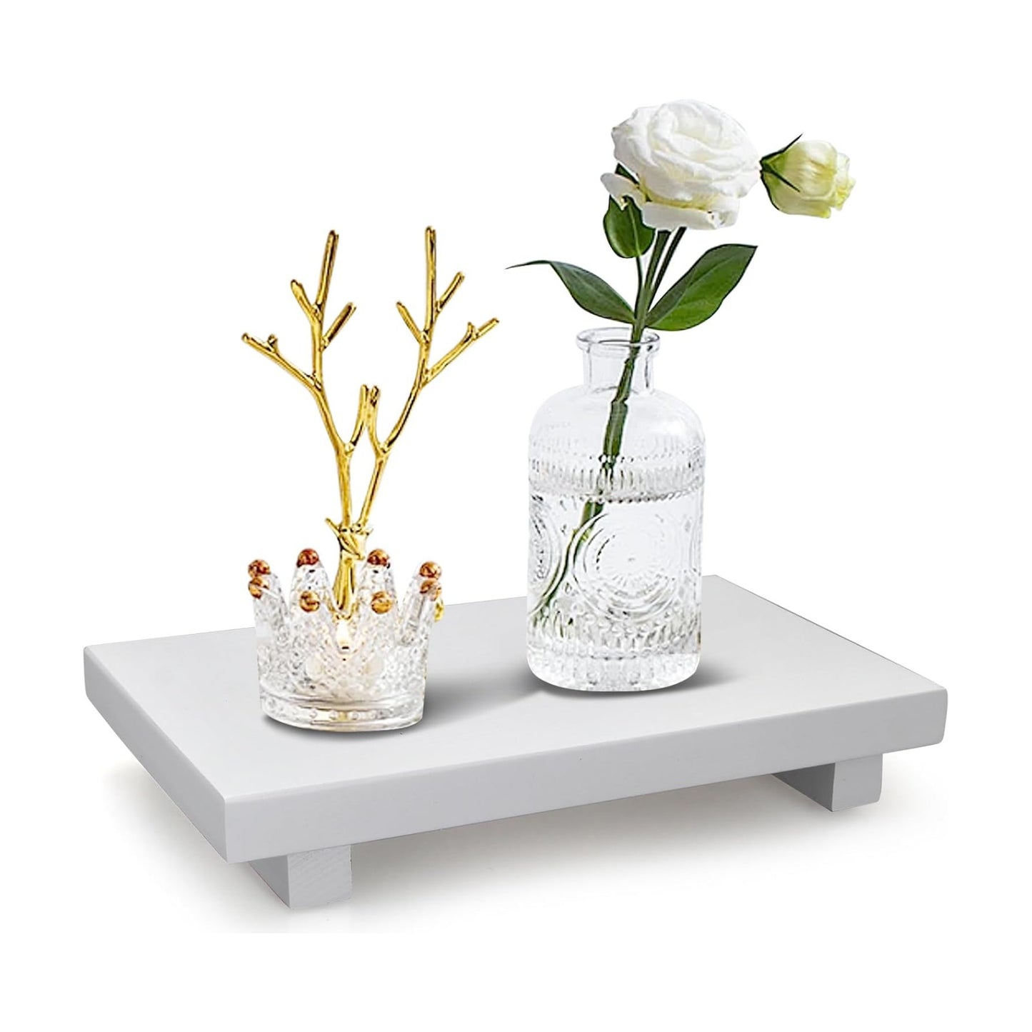 Farmhouse Bathroom Vanity Tray Wooden Kitchen Soap Sink Trays Modern Wood / White / 10 x 6 x 1.6