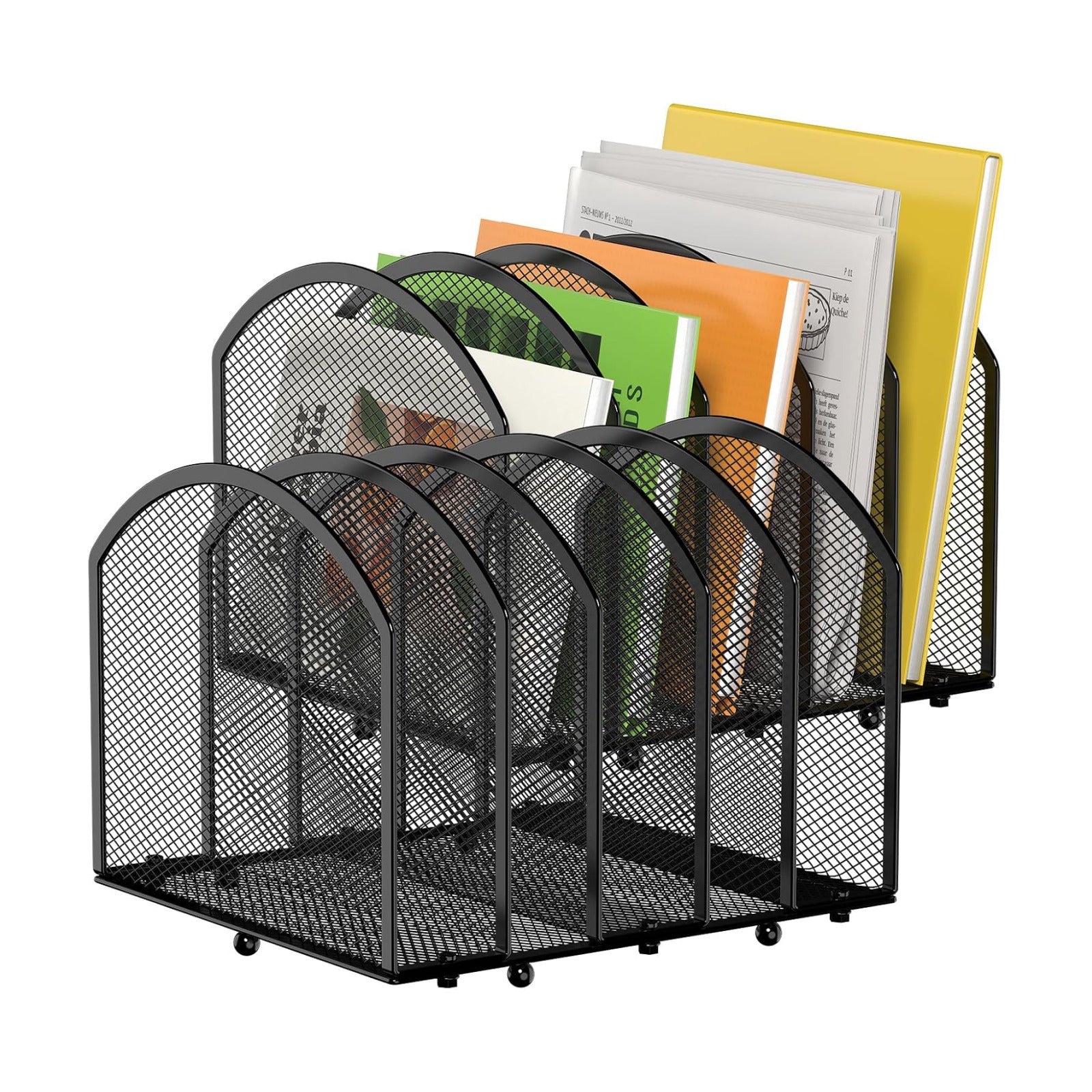 MINDEPOT Desk File Organizer 5 Sections Desktop Organizer File Mail Sorter Office Organization File Folder Holder for