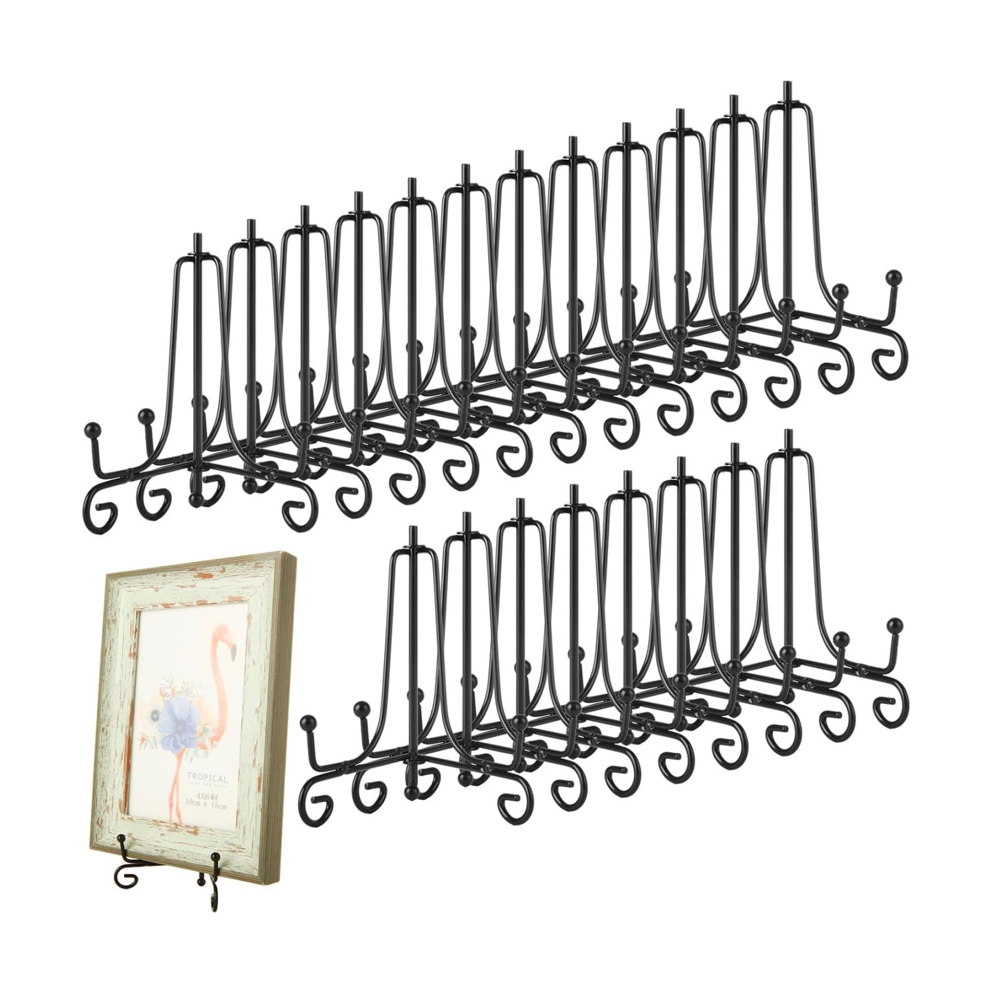 Foldable Plate Picture Holder Display / Black / 4 Inch / Set of 20