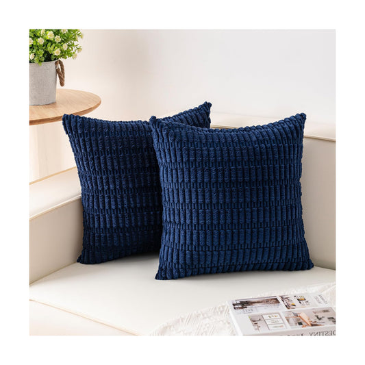 Corduroy Decorative Throw Pillow Covers InchSoft Boho Striped Pillow Covers / 18 x 18 / Set of 2